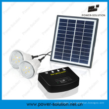 Rechargeble sistema de iluminação de energia solar com 2 lâmpadas e carregador de telemóvel para interior ou exterior